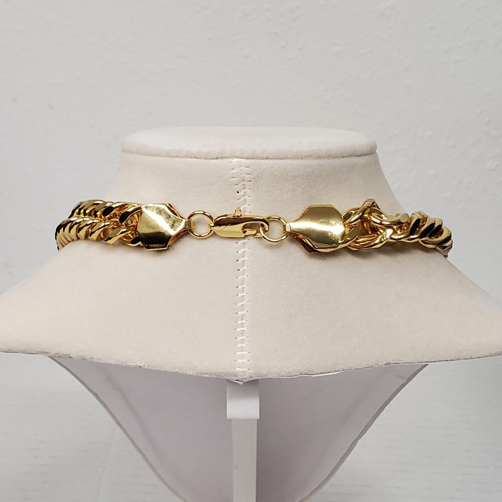 18k Gold Plated High Quality Cuban Style Wide Flat 12mm Necklace - Picture 3 of 6